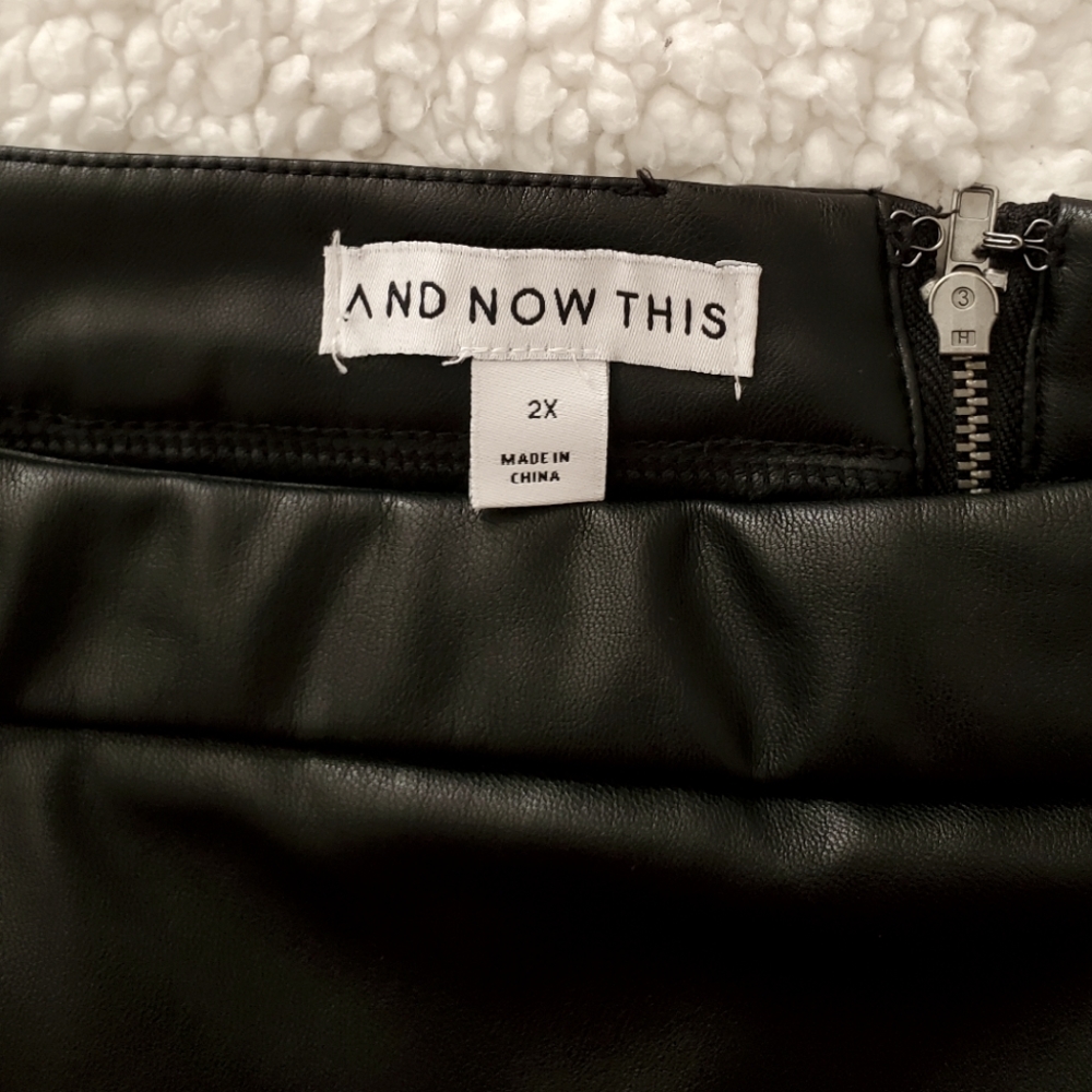 And Now This Faux Leather Black Mini Skirt with Back Zipper Size 2X - Picture 5 of 6
